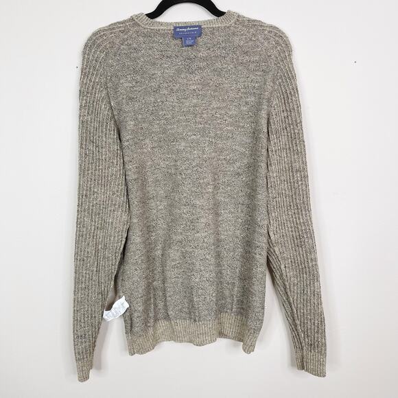 Tommy Bahama Large Cotton Wool Reversible Gran Rey Flip VNeck Sweater Beige Mens - Picture 6 of 12